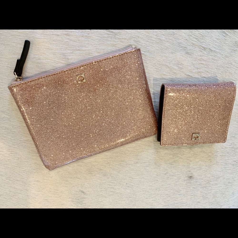 Kate Spade Rose Gold Wallet and Accessory Bag